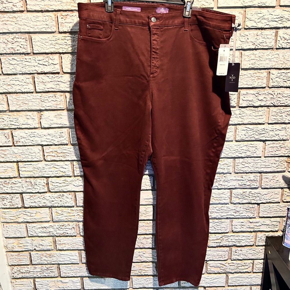 NYDJ Alina Legging Jeans 24W Burgundy Super Sculpting Lift Tuck Denim Pants NEW